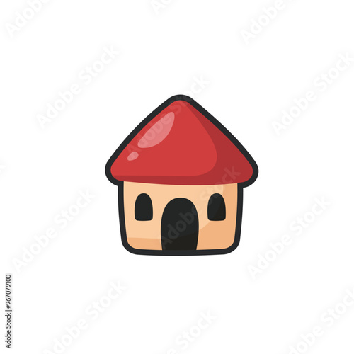 simple house in outline flat vector design.