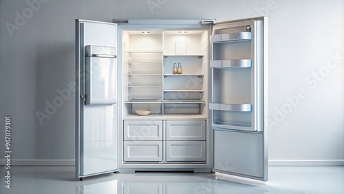 White refrigerator with silver handles viewed from above