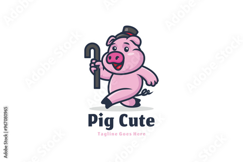 Pig logo illustration vector Design template