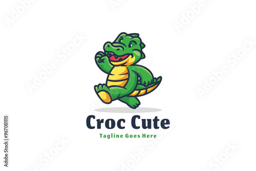 Croc Cute Design Concept Illustration Vector Template