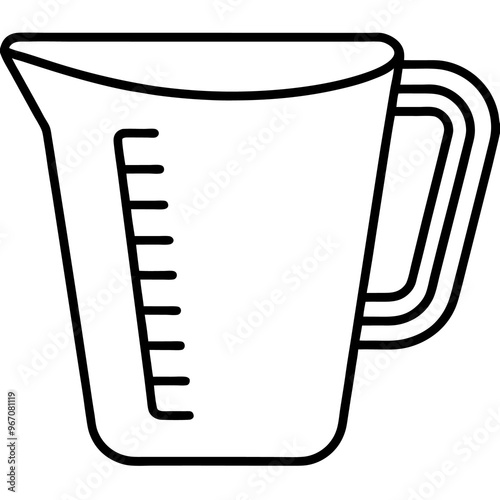 measuring cup outline coloring book page line art illustration digital drawing
