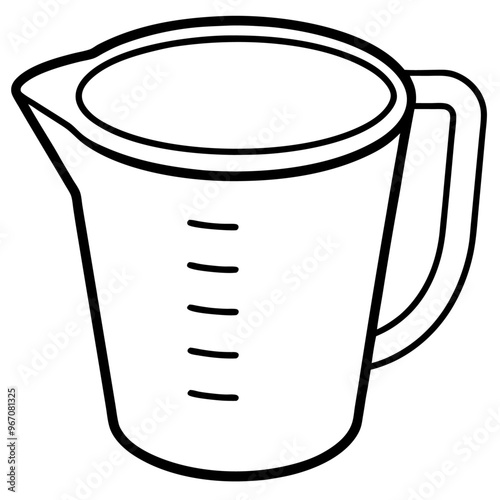 measuring cup outline coloring book page line art illustration digital drawing