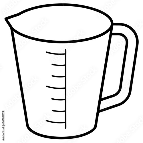 measuring cup outline coloring book page line art illustration digital drawing