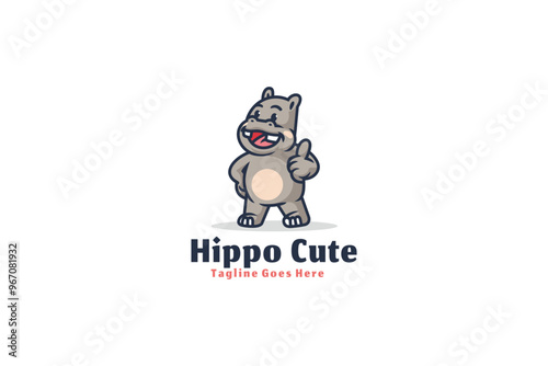 Hippo logo illustration vector Design template