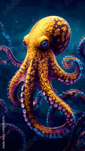 Vibrant and colorful octopus graphic art featured in an eye-catching and dynamic octopus wallpaper