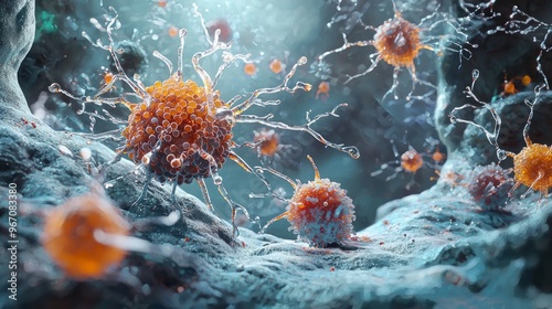 Cancer Cells Microscopic D Render