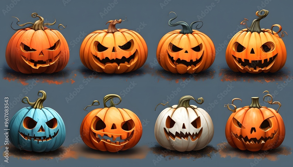 halloween pumpkins set halloween pumpkins set