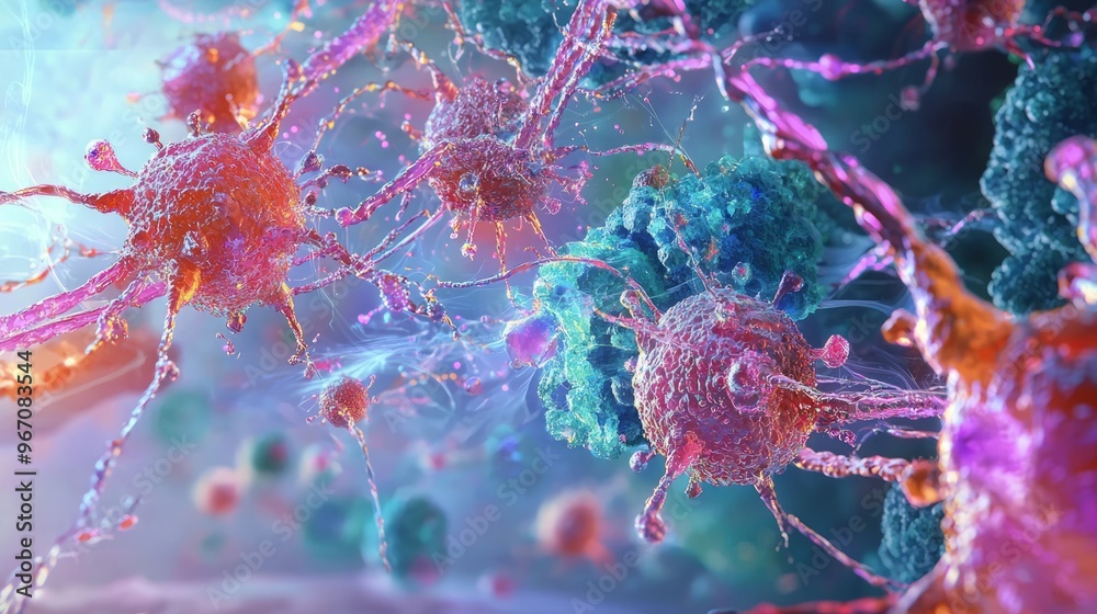Abstract Cancer Cells Microscopic View D Illustration Abstract Cancer Cells Microscopic View D Illustration