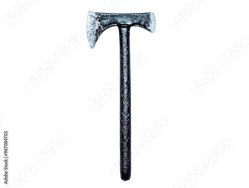 a black and silver axe