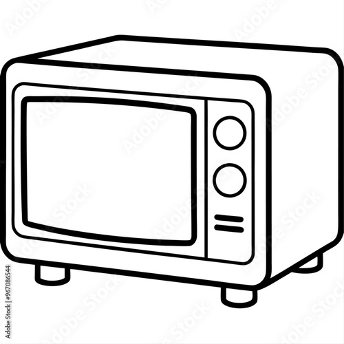 microwave outline coloring book page line art illustration digital drawing