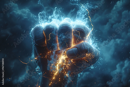 One hand preventing punch attack