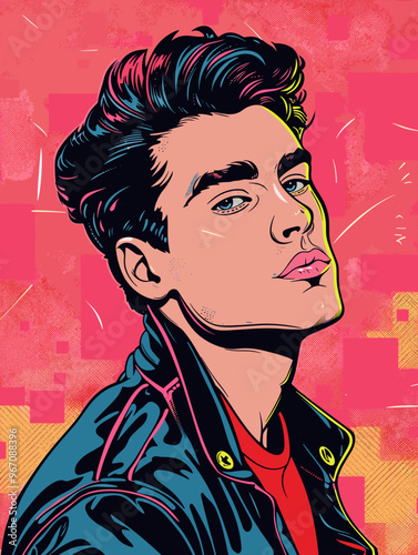Portrait of a man  in retro style. pop art pin up Vector illustration