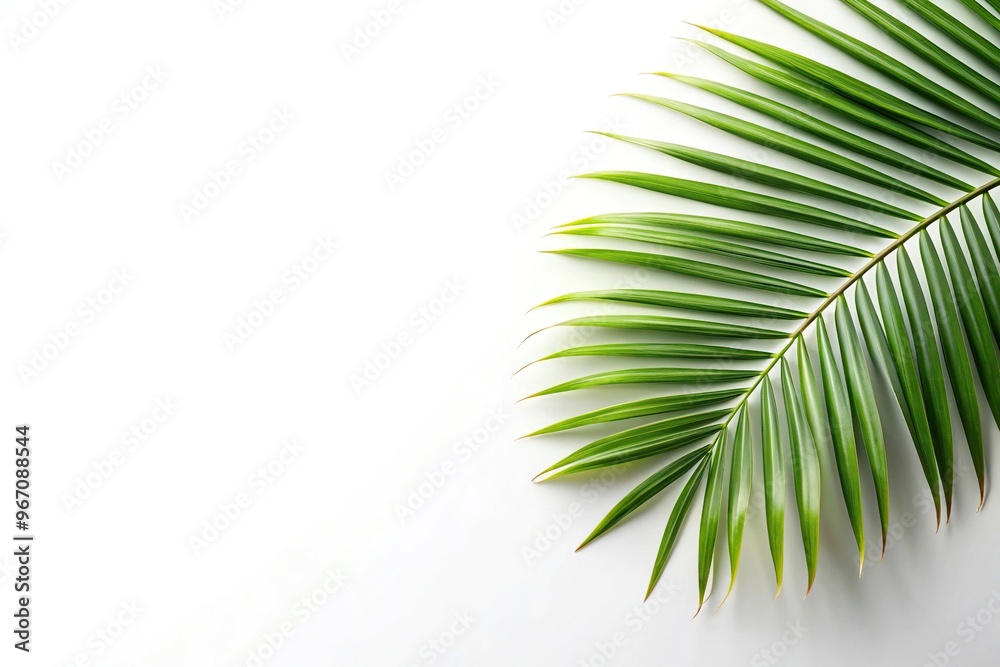Fototapeta premium Wide-Angle Palm branch on corner border isolated on white background