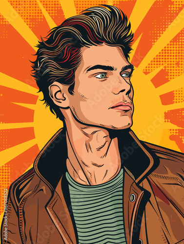 Portrait of a man  in retro style. pop art pin up Vector illustration