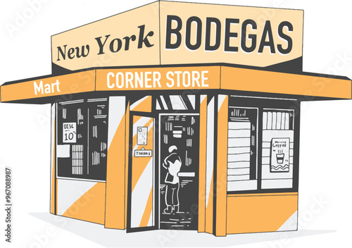 America bodega corner store illustration