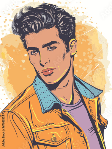 Portrait of a man  in retro style. pop art pin up Vector illustration
