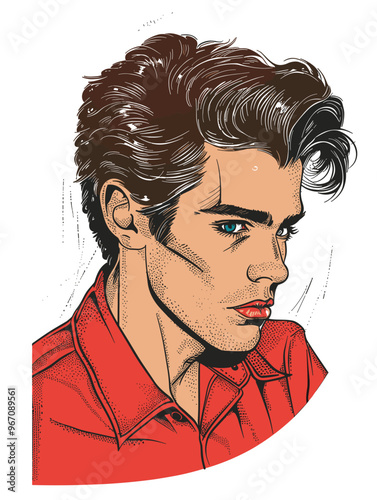 Portrait of a man  in retro style. pop art pin up Vector illustration