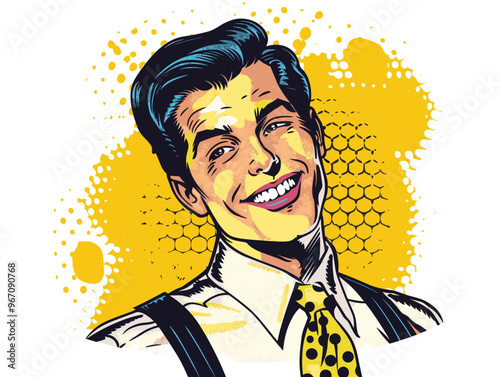 Portrait of a man  in retro style. pop art pin up Vector illustration