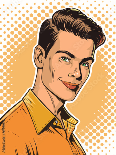 Portrait of a man  in retro style. pop art pin up Vector illustration