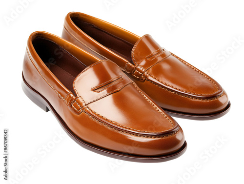 a pair of brown loafers