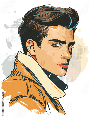 Portrait of a man  in retro style. pop art pin up Vector illustration