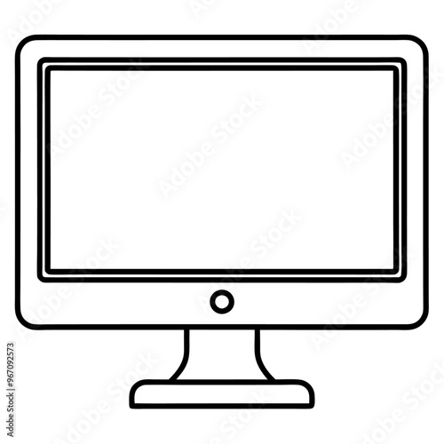 monitor outline coloring book page line art illustration digital drawing