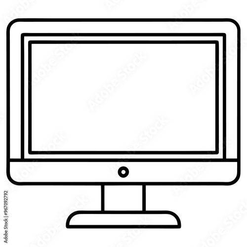 monitor outline coloring book page line art illustration digital drawing