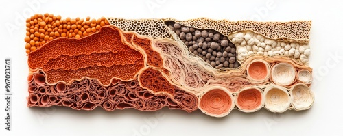 Detailed Cross-Sectional View of Human Digestive Tissue Layers for Nutrient Absorption Insights photo