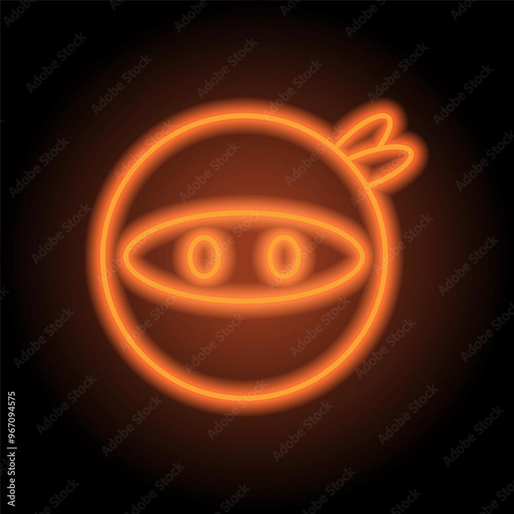 Obraz premium Ninja simple icon vector. Flat design. Orange neon on black background
