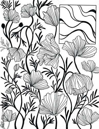 Fabric floral textille botanical illustration