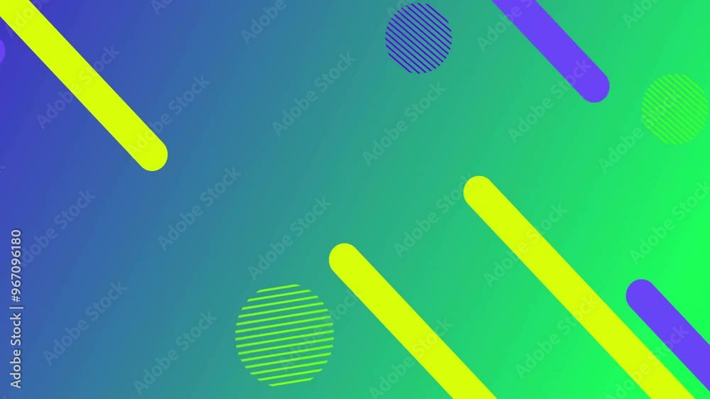 Animation of abstract shapes moving over vibrant background