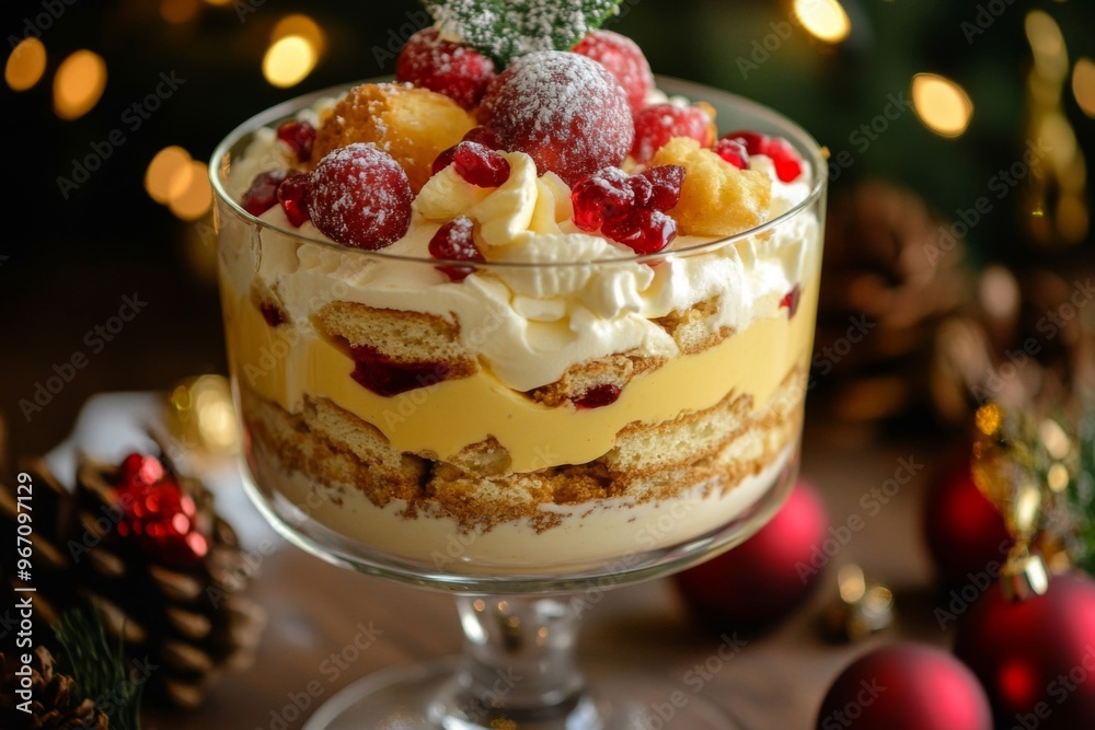 Christmas Trifle with Whipped Cream, Berries, and Custard Christmas Trifle with Whipped Cream, Berries, and Custard