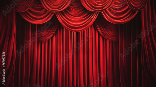 Red Draped Stage Curtains