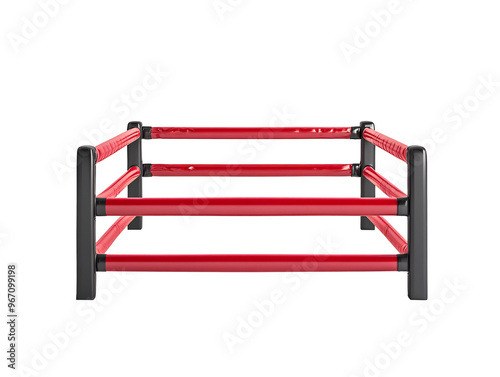 a red and black wrestling ring