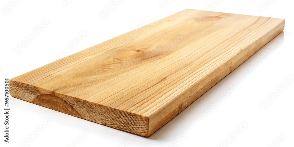 Wood board and timber at a tilted angle isolated on white background