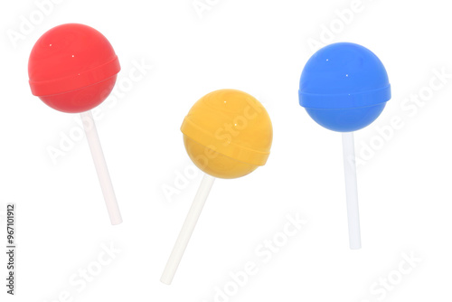 3d colorful lollipop isolated on transparent background