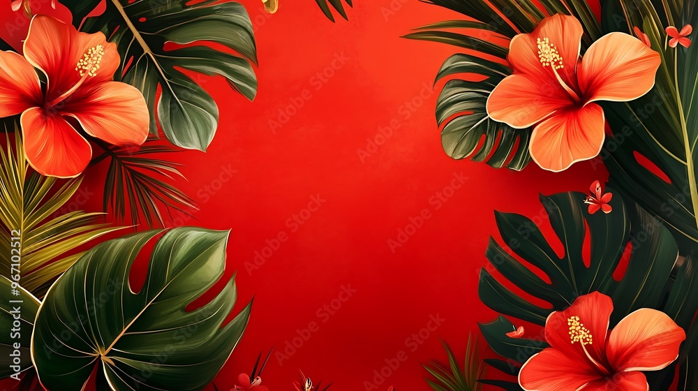 Tropical Hibiscus Flowers Background Tropical Hibiscus Flowers Background