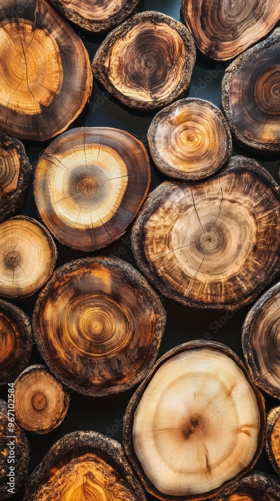 Cross-sectional view of tree trunks with natural patterns, organic texture concept Cross-sectional view of tree trunks with natural patterns, organic texture concept