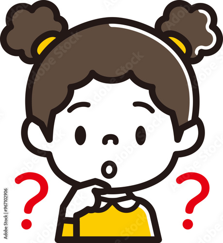 女の子　表情のアイコン　考える
