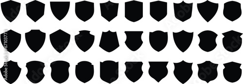 Shield icons set. Shield vector collection. Shield icons with contours. Security shield symbols. Vector illustration.