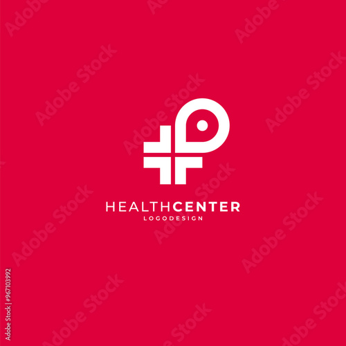 medical cross and location accents for medical center, hospital or clinic logos