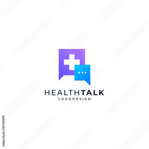 medical cross and dialog balloon for forum logo and health consultation