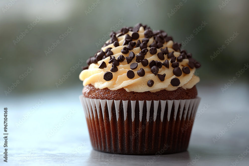 rich cupcake with chocolate chips.. rich cupcake with chocolate chips..