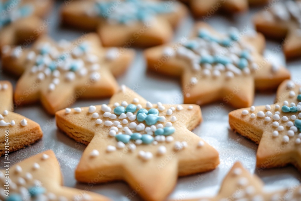 Close-up of Decorated Star-Shaped Cookies Close-up of Decorated Star-Shaped Cookies