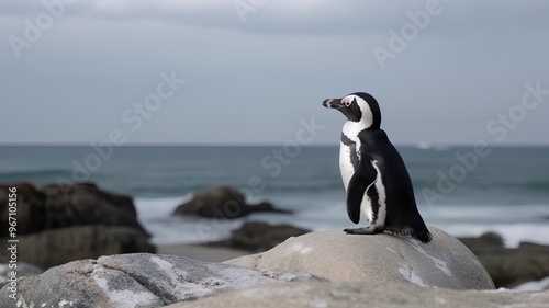 African penguin (Spheniscus demersus) also known as the jackass penguin and black-footed penguin. South Africa photo