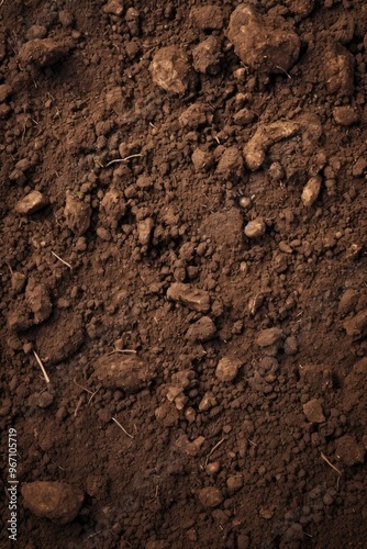 Fertile soil close-up texture flat lay background