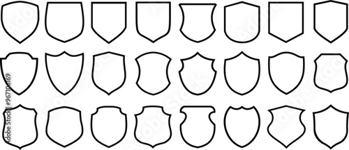 Shield icons set. Protect shield vector. Design elements for badge quality symbol, sign, or emblem. Vector illustration