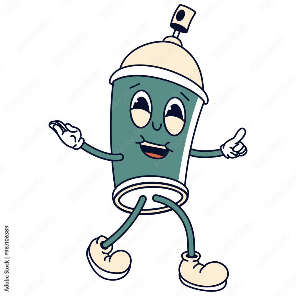 Spray Can Groovy Mascot Illustration Spray Can Groovy Mascot Illustration