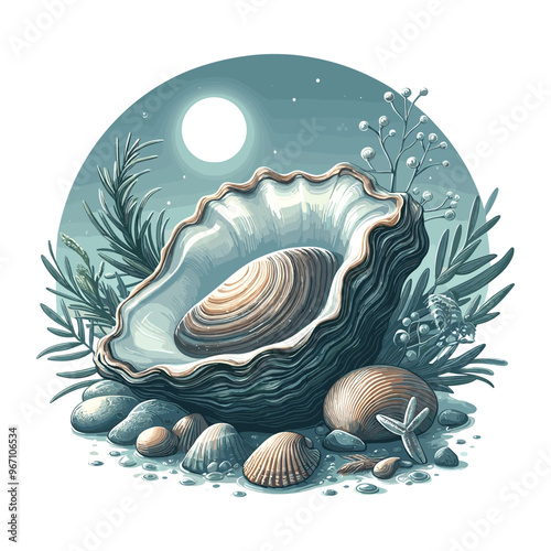 Cute Oyster Vector Cartoon illustration