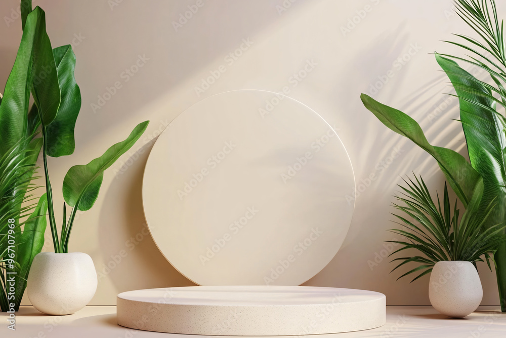 Product display Plant elements display table background Product display Plant elements display table background